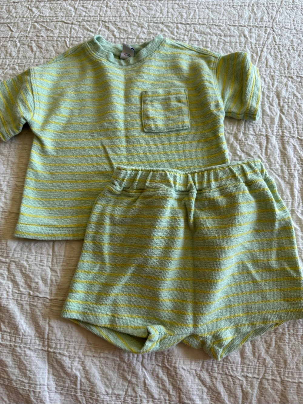 Old Navy Mint and Yellow Striped Knit Baby Set - summer